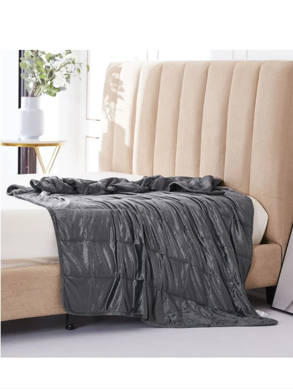 12lb Altavida Weighted Ultra Plush Mink Dark Gray Blanket For Stress Anxiety NWT